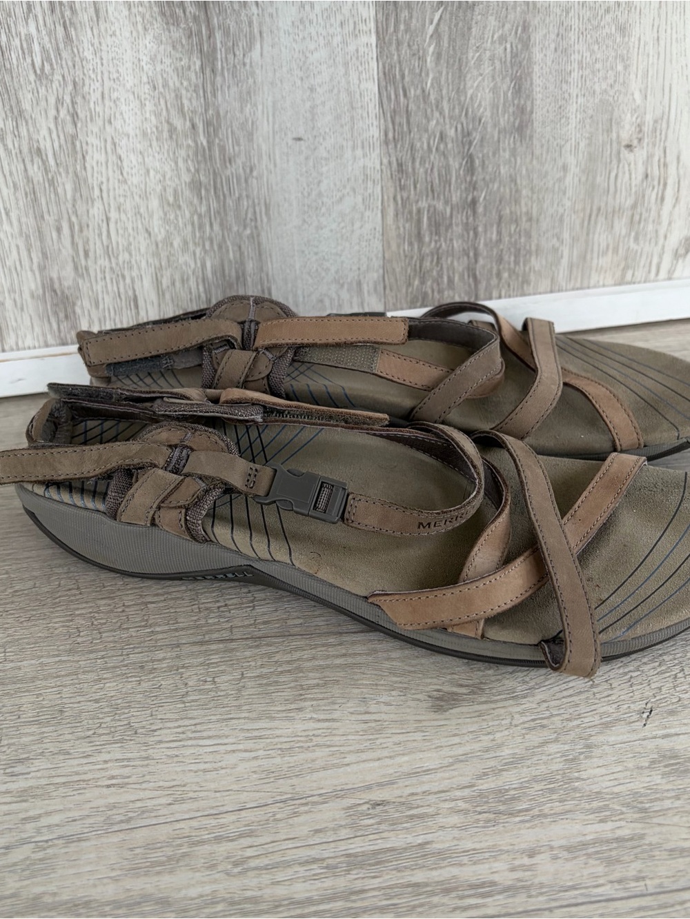 Merrell slingback Strappy Hiking sandals Womens 10 Brown Leather Nature Outdoors